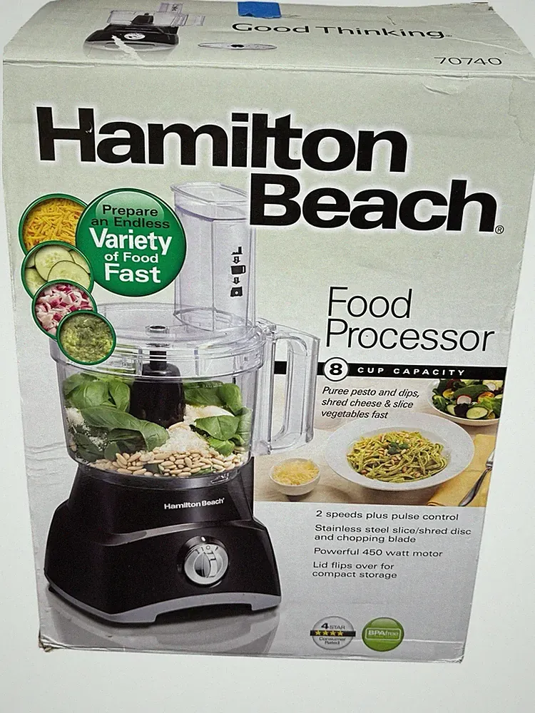 Open Box Hamilton Beach 8 Cup Capacity 2 Speed Food Processor - Black
