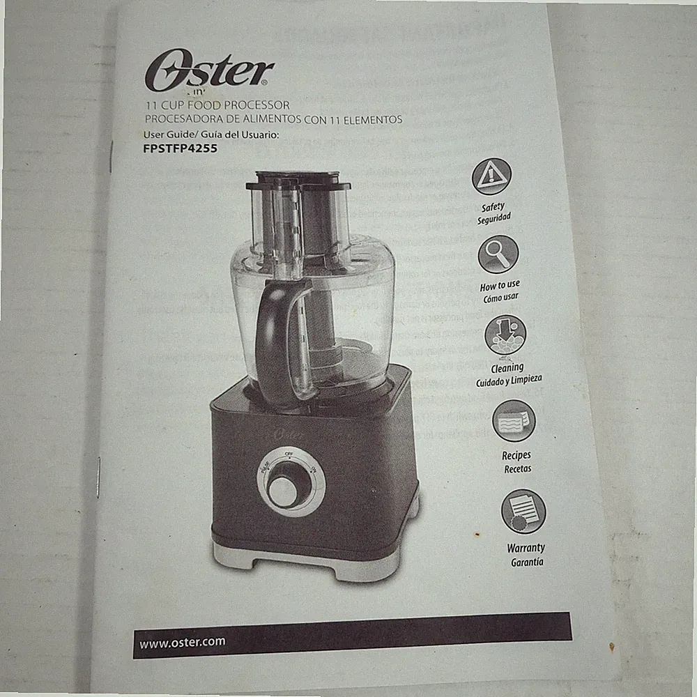 Oster 11-Cup Food Processor FPSTFP4255 Owner's Manual User Guide instructions