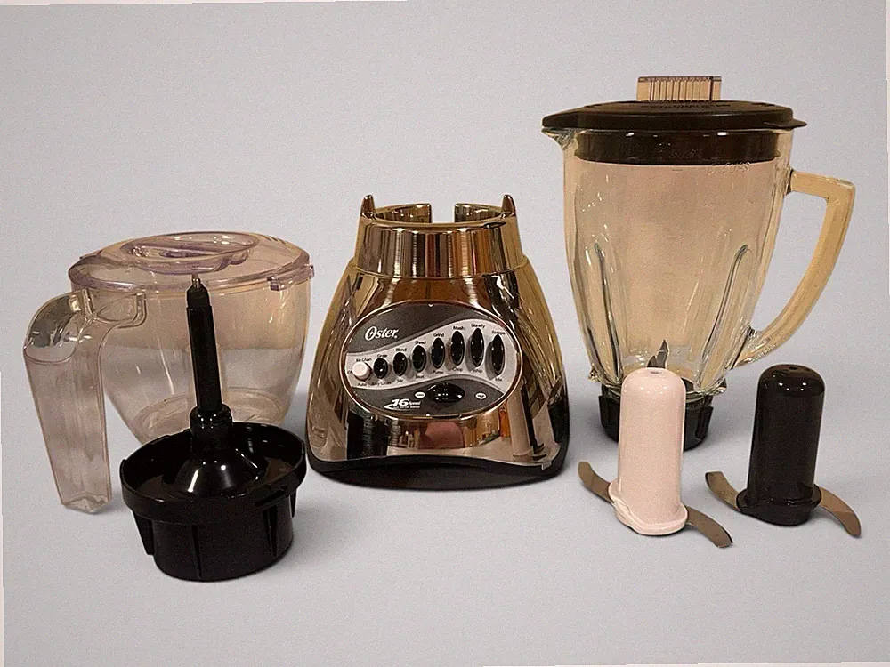 Oster 16 Speed Blender Food Processor Combo 6878 Glass Jar Tested Works Clean
