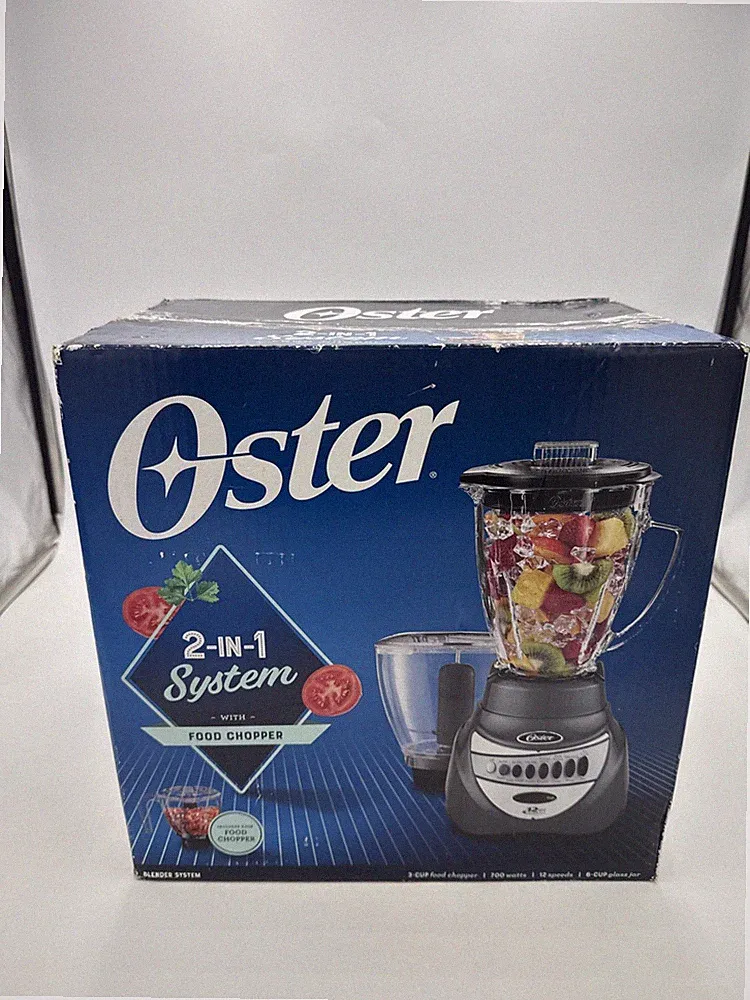 Oster 2-in-1 System ~ Blender w/ Food Chopper 700 Watt Gunmetal BLSTTA-GFP NEW