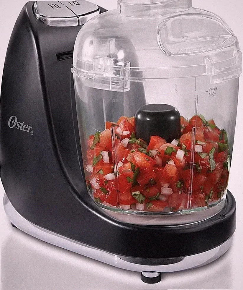 Oster 3-Cup Mini Chopper with Accessories, Black, 7.9x9.1x5.6 Inches