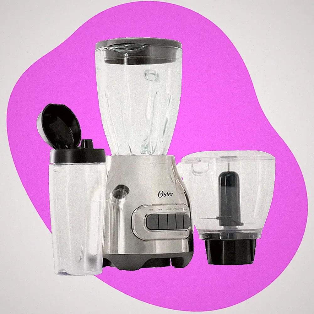 Oster 3-in-1 Kitchen System 700W Blender Food Chopper Blend-N-Go Cup Chrome NIB