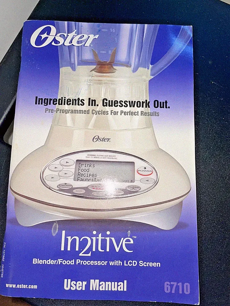 Oster 6710In2itive *USER MANUAL/RECIPES ONLY!* Blender/Food Processor LCD screen