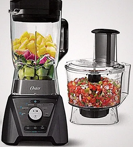 Oster Blender and Food Processor Combo - 3 Speed Texture Settings Metallic Gray