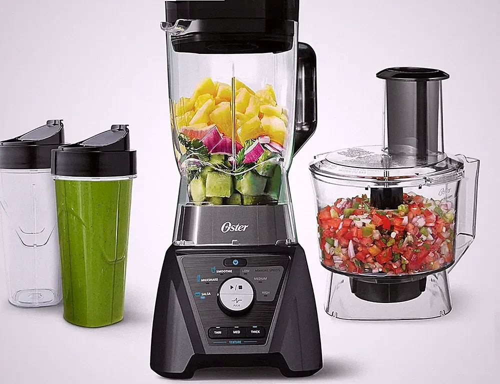 Oster Blender and Food Processor Combo with 3 Settings for Smoothies, Shakes, an