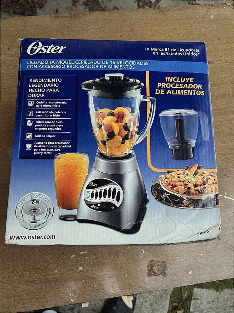 Oster Classic Series 16-Speed Blender 6 Cup with Food Chopper Processor 3 Cup