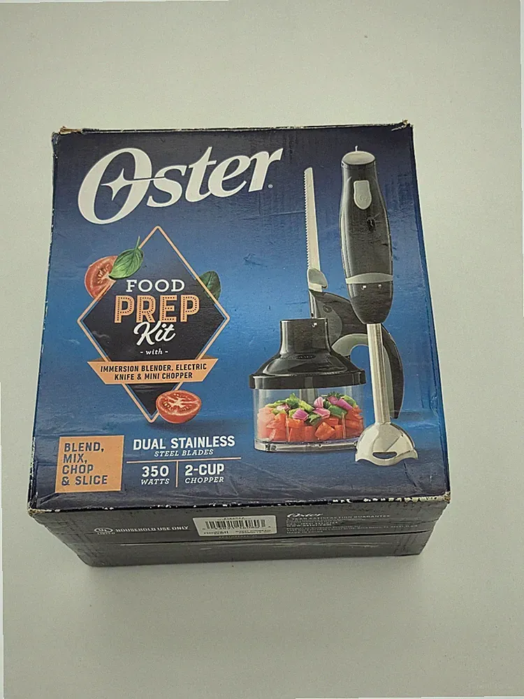 Oster Food Prep Kit Immersion Blender Electric Knife Mini Chopper Open Box New