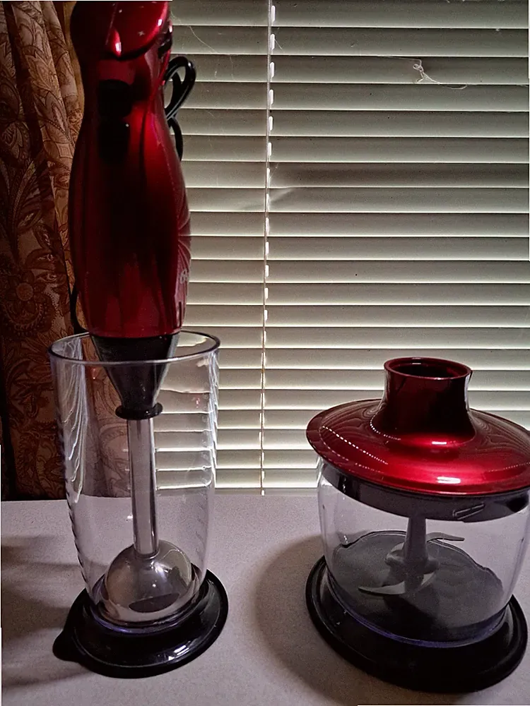 Oster FPSTHB26RDP 2 Speed Immersion Hand Blender w/Food Chopper Attachment Red
