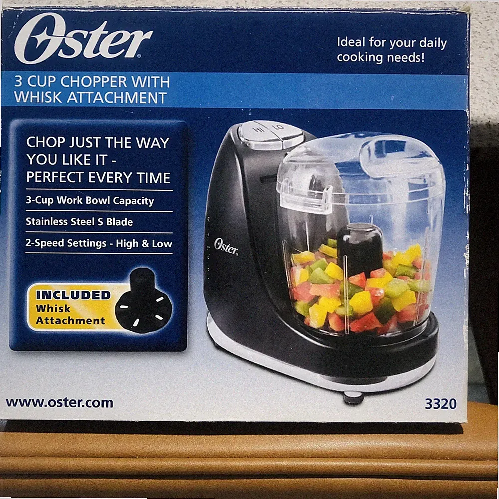 Oster Mini Chopper 3-Cup w/ Whisk Black NEW IN BOX