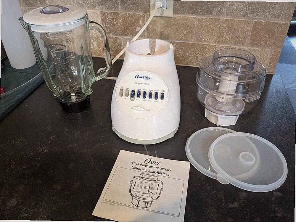Osterizer 12 Speed Blender glass pitcher and Food Processor - WORKS