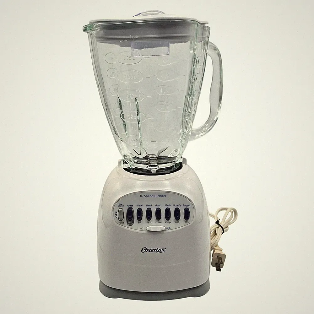Osterizer 16 Speed Blender White Glass Jar 450W Model 6630 Countertop - Tested