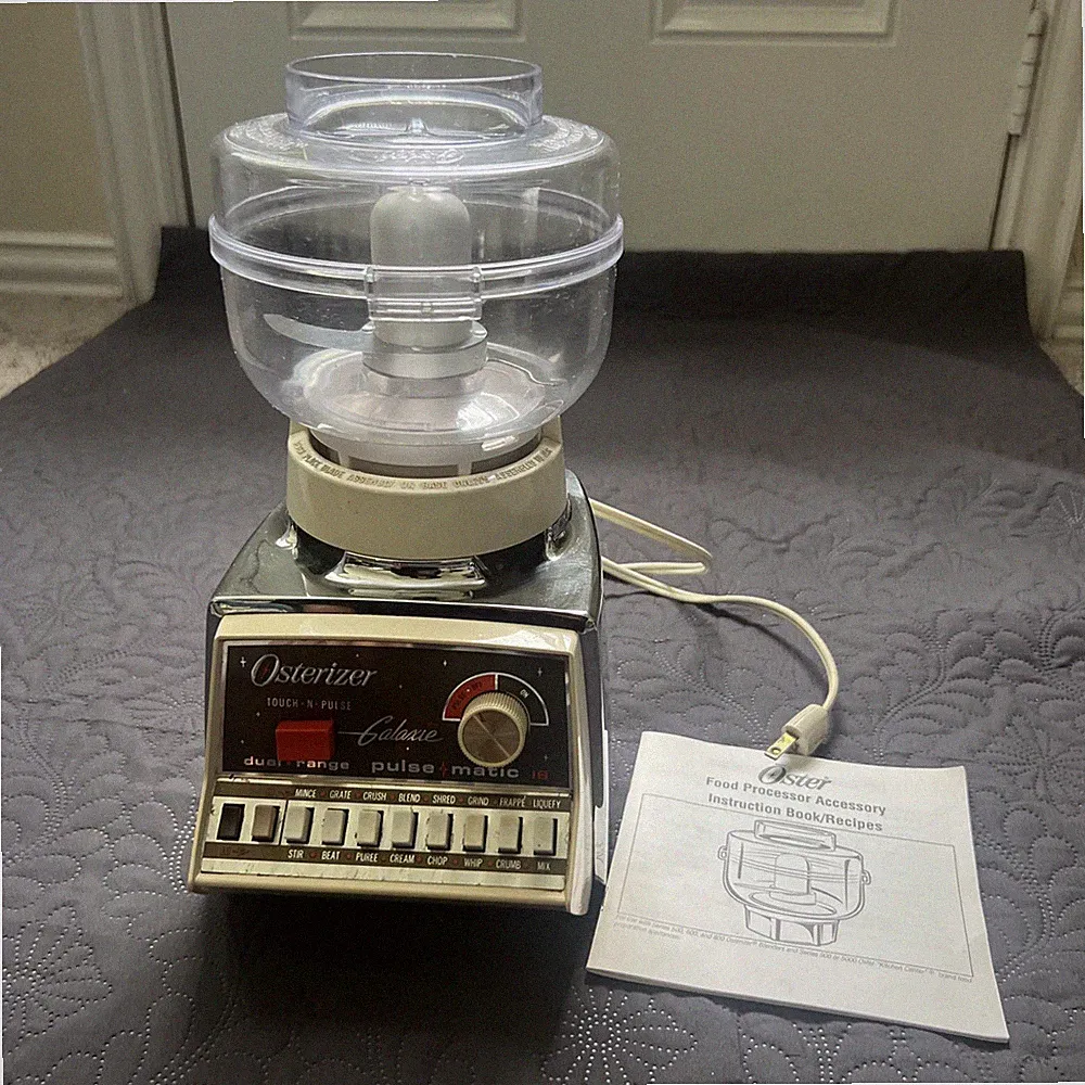 Osterizer Galaxie Pulse-Matic Dual Range 16 Food Processor Chrome RARE VTG WORKS