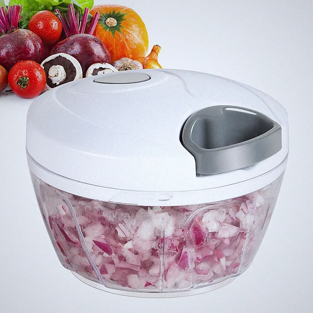 Ourokhome Manual Food Processor Vegetable Chopper, Portable 500 ml, White