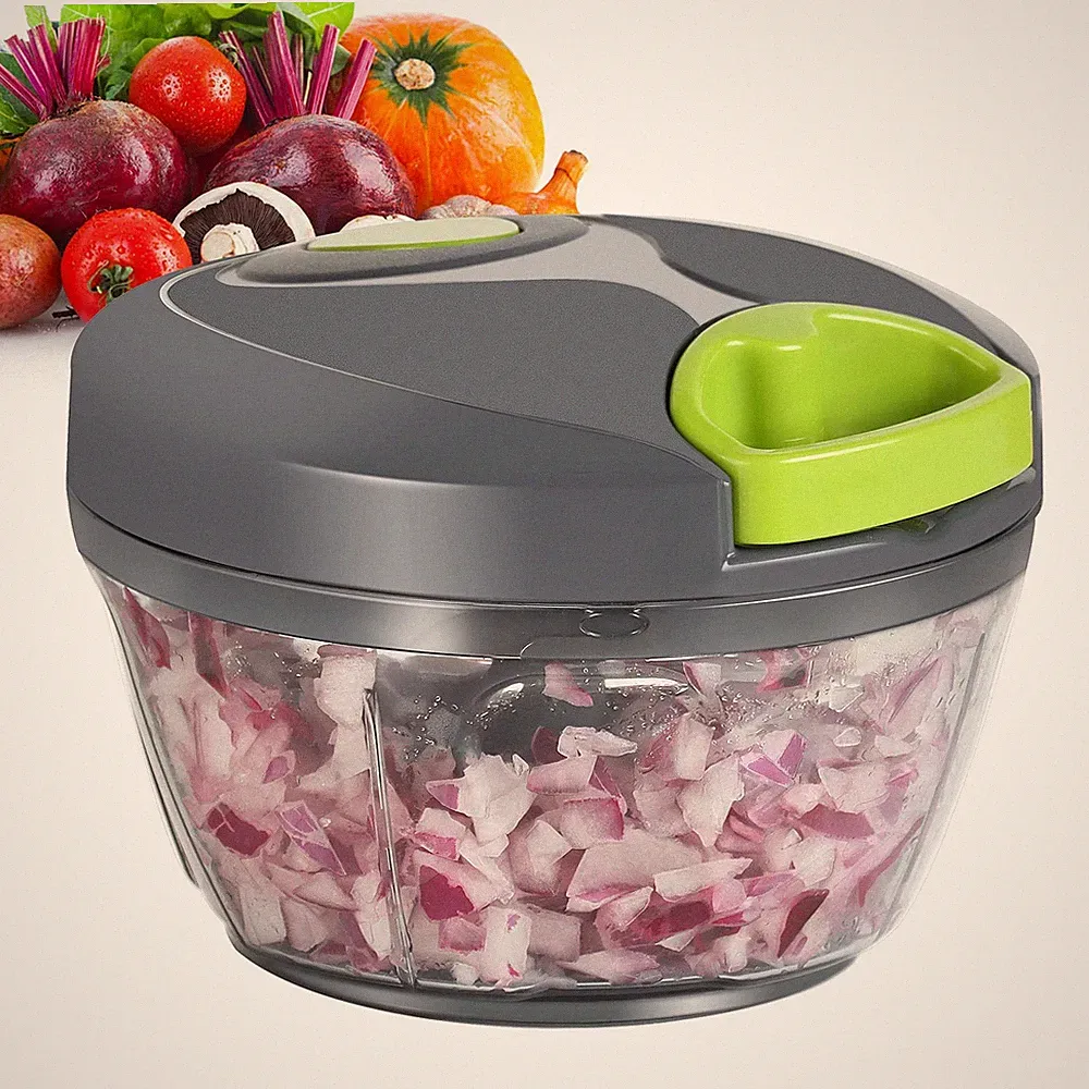Ourokhome Manual Food Processor Vegetable Chopper, Portable Hand 500 ml, Gray