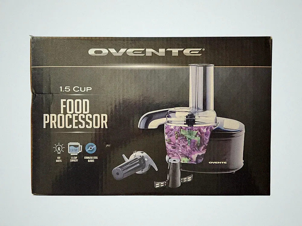 OVENTE 1.5 Cup Mini Food Processor PF1002B Black Chop Slice Shred New in Box