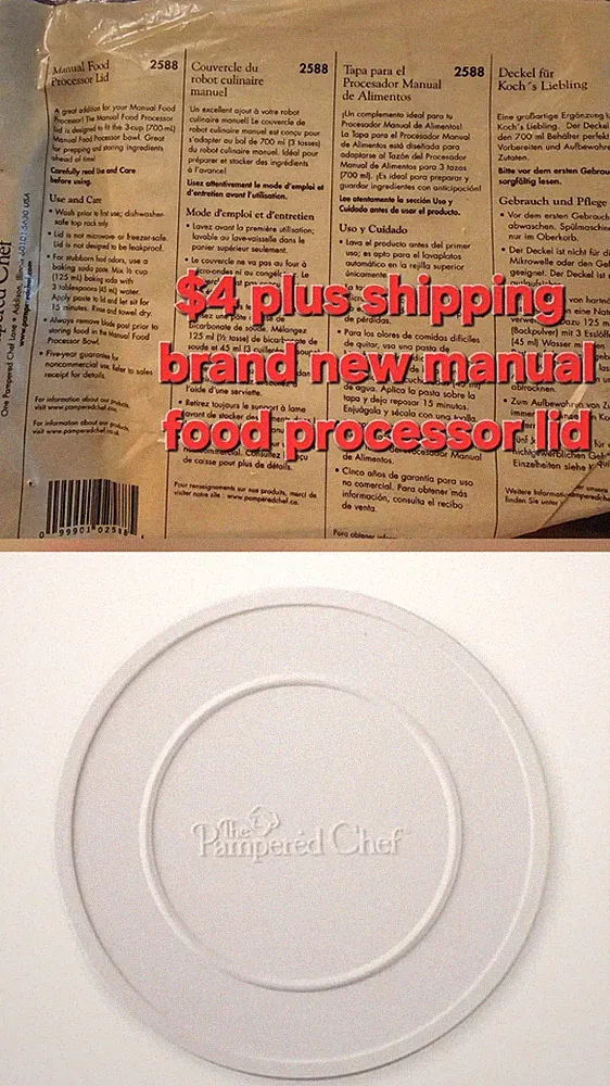 Pampered Chef Manual Food Processor Lid - Brand New