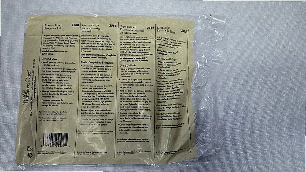 Pampered Chef Manual Food Processor Replacement Lid White #2588 New & Sealed