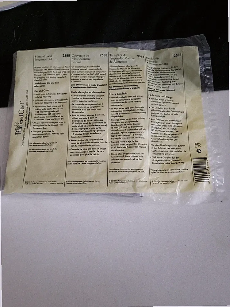 Pampered chef manual food processor Storage Lid - New - 2588