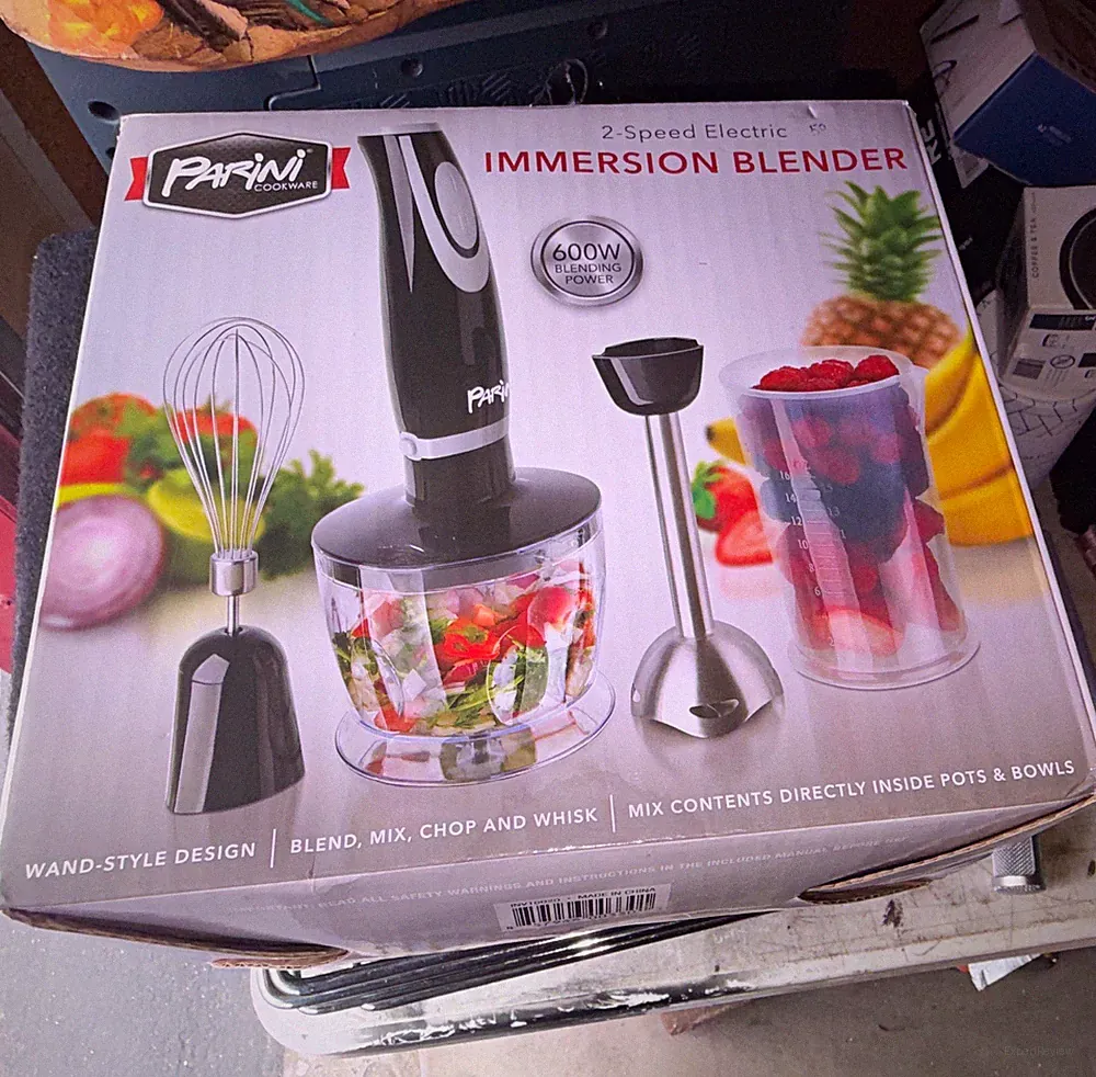 Parini 600W 2-Speed Immersion Hand Blender Set w/ Whisk, Chopper, 16oz Cup