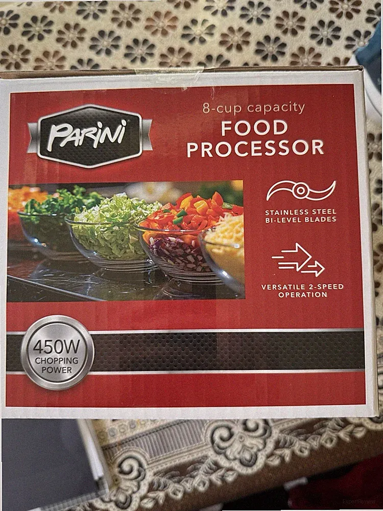 Parini 8-Cup Food Processor 450W 2-Speed Pulse BPA-Free Glass Bowl Stainless