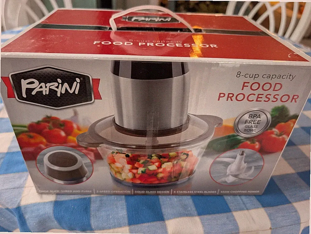 Parini Food Processor - 8 Cup 2 Speed 450w Bi Level Stainless Steel Blades NEW