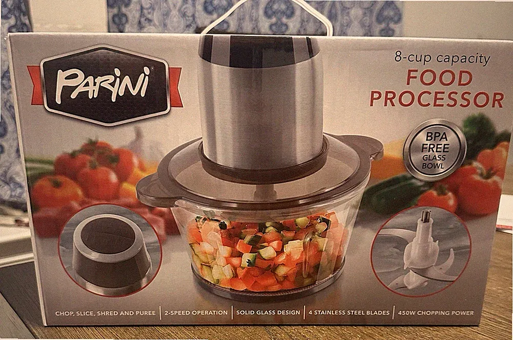 Parini Food Processor - 8 Cup 2 Speed 450w Bi Level Stainless Steel Blades NEW