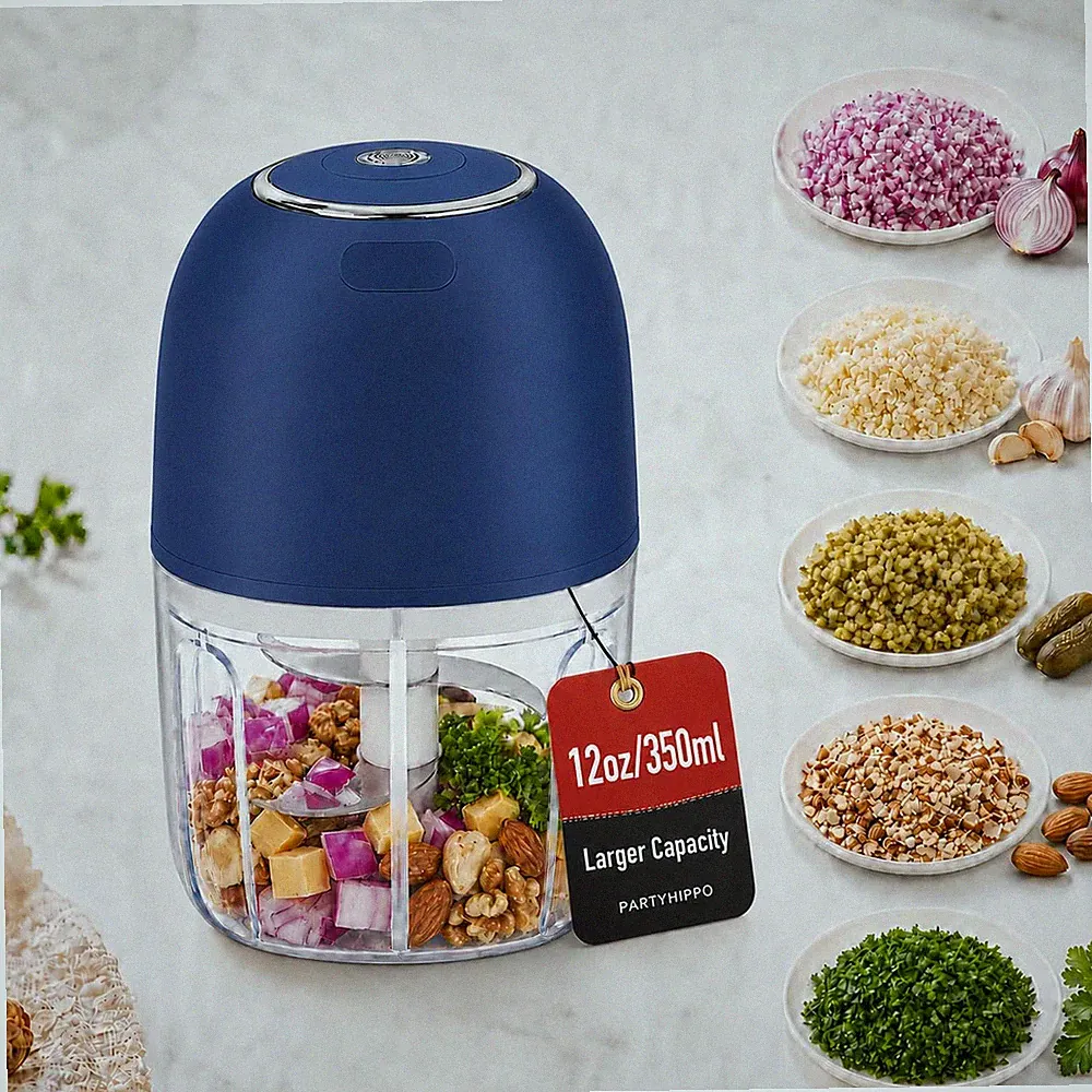 PARTYHIPPO 350ML Electric Garlic Chopper 45W 6 Blade USB-C Cordless NEW in Box