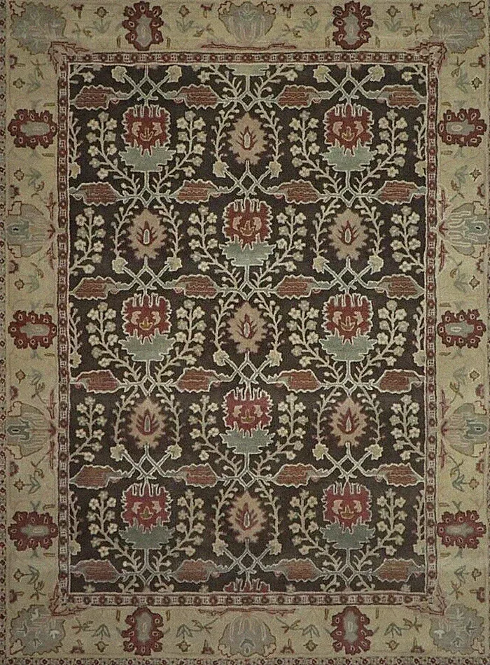 PB Brandon Brown Hand Tufted 100% Wool William Morris Area Rug | Custom Wool Rug