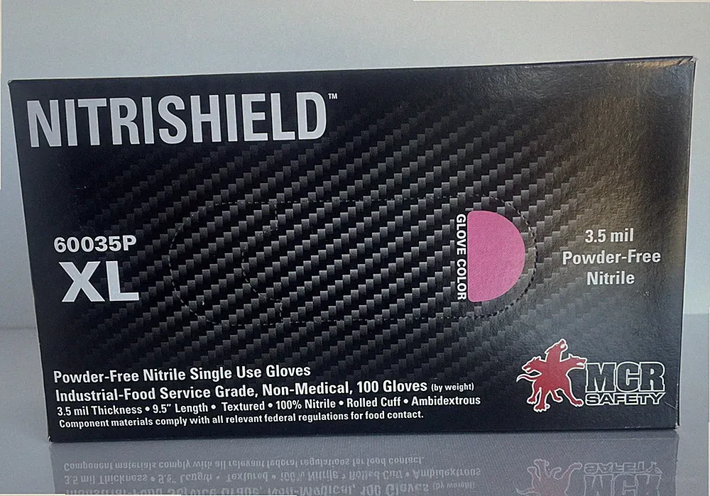 PINK Nitrishield XL Industrial Grade Powder Free NITRILE Disposable Glove 60035P
