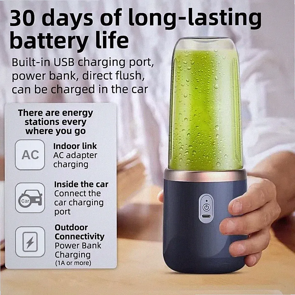 Portable Blender Bottle 6 Blades Juicer Smoothie Maker Ice Crush Food Processor