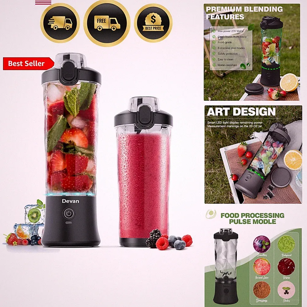 Portable Blender, Shakes and Smoothies Waterproof 20 oz BPA Free Blender Cup...