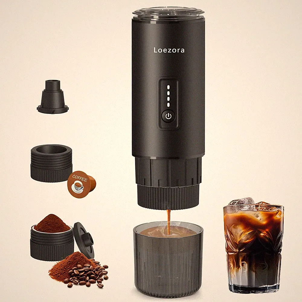 Portable Espresso Machine, 20Bar Self‑Heating & Cold Brew Coffee Maker, Recha...