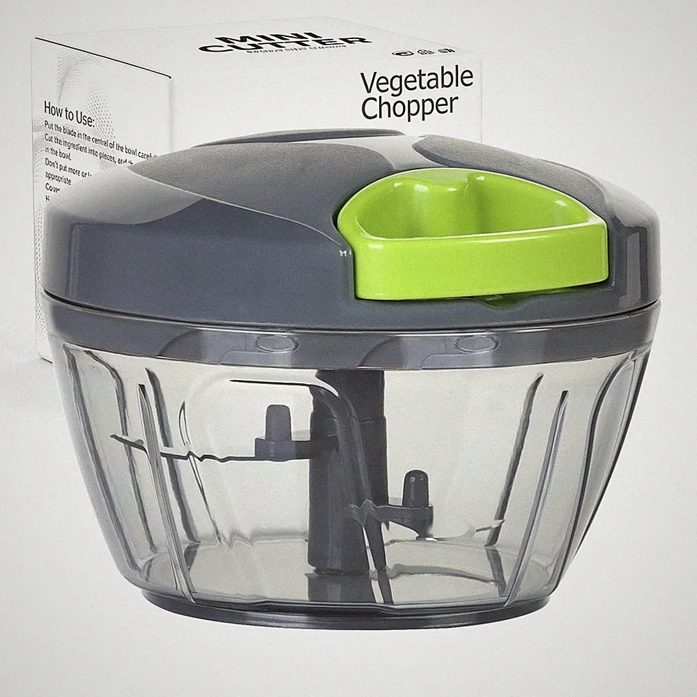 Portable Manual Food Processor Vegetable Chopper & Garlic Mincer, 500ml