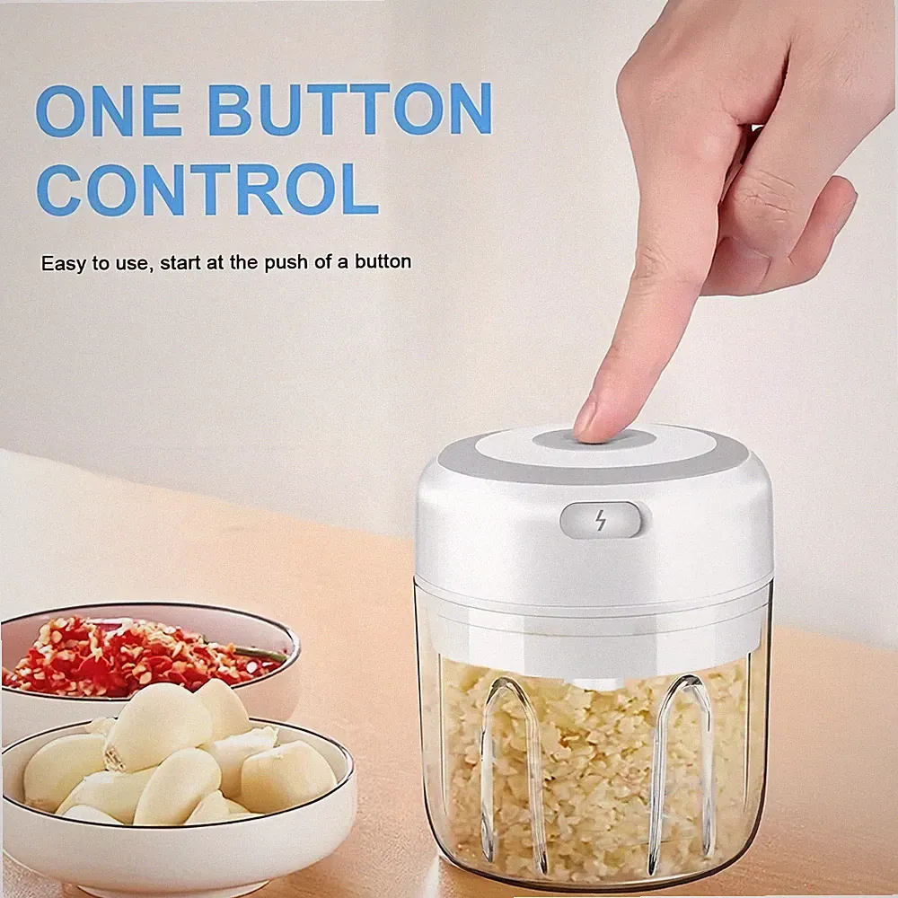 Portable Mini Electric Garlic Chopper Blender Mincer Food Processor USB Charging