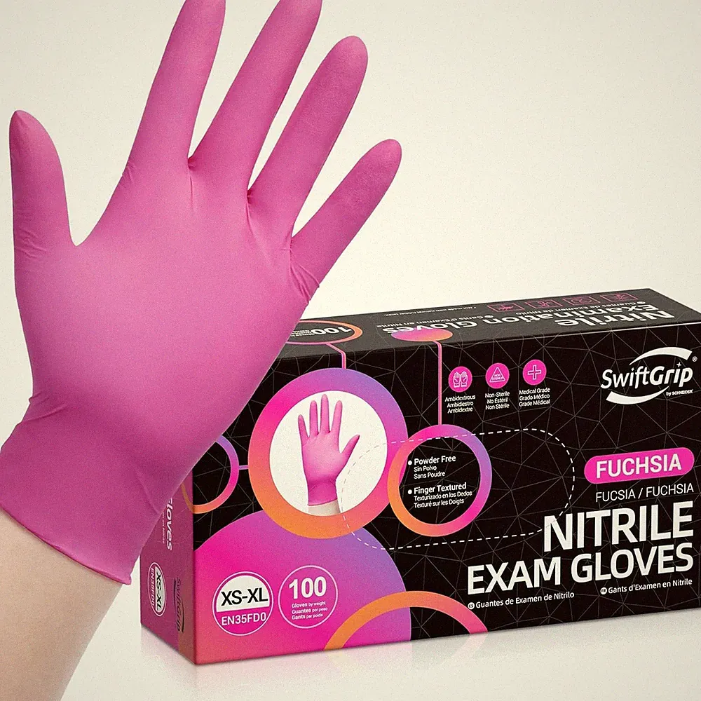 Powder-Free Nitrile Gloves 3 Mil Disposable Latex-Free Food Safe Pink Fuchsia
