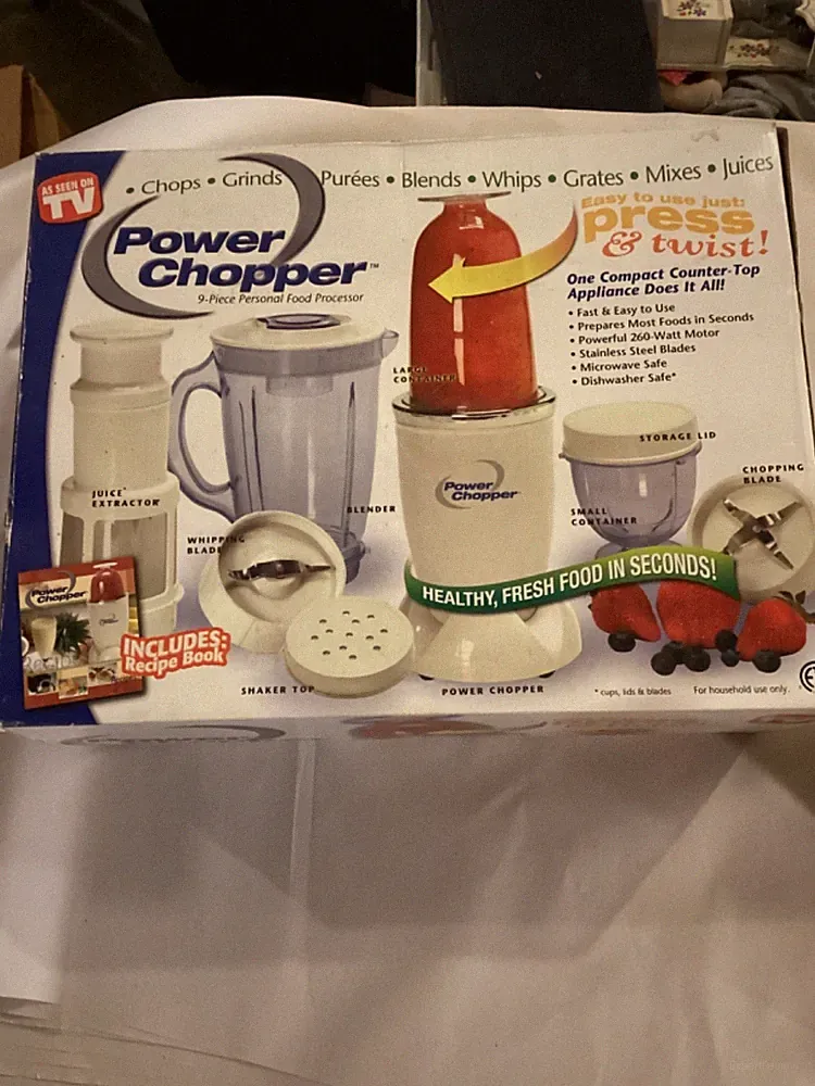 Power Chopper 9 Piece Personal Full Size Food Processor TV Power