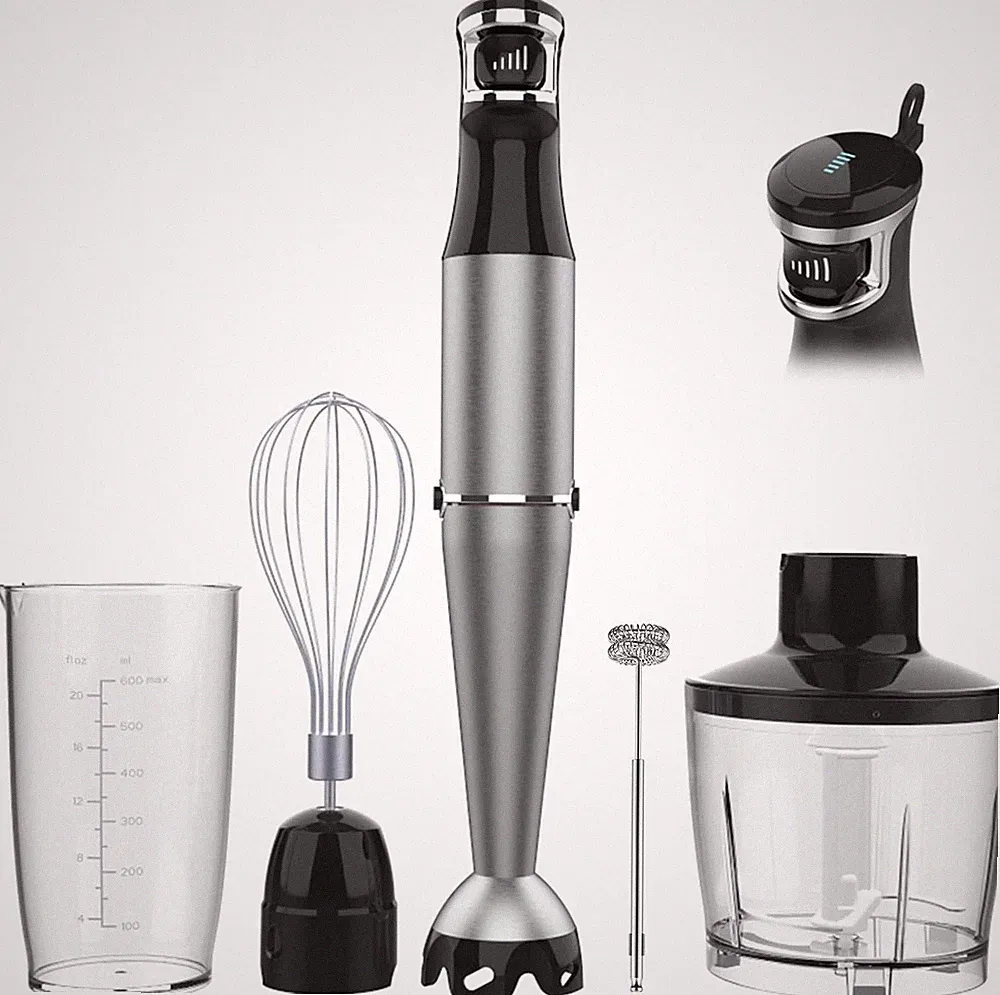 Powerful 1100W Immersion Blender Set with Chopper, Whisk & Frother