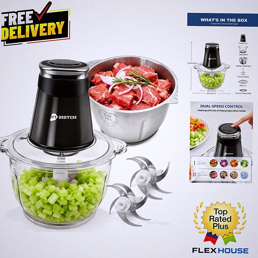Powerful 500W Electric Chopper with Dual Bowls - Perfect for All Culinary Needs