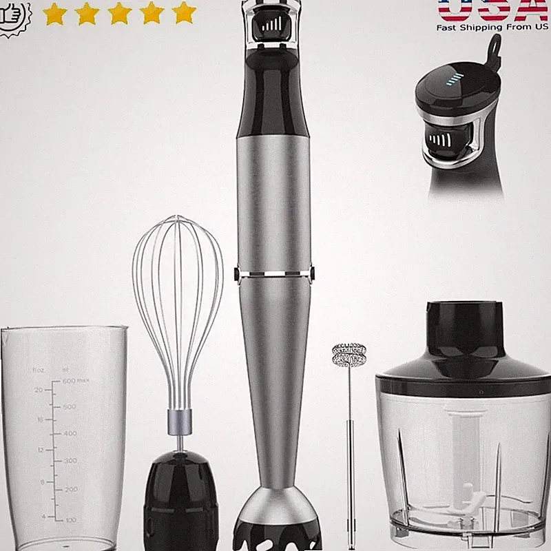 Powerful Immersion Blender Variable Speed Ergonomic Grip Food Safe Blade Guard