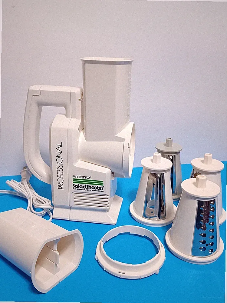 Presto Professional Salad Shooter 02970 Electric Slicer Shredder w/4 Cones