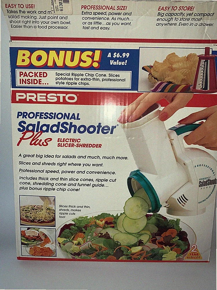 Presto Professional Salad Shooter Plus Electric Slicer Shredder Bonus Unused
