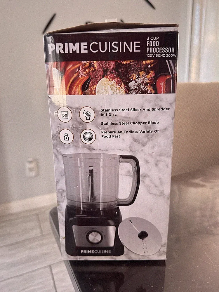 PRIME CUISINE 3 Cup Mini Food Processor 300W Black Stainless Steel