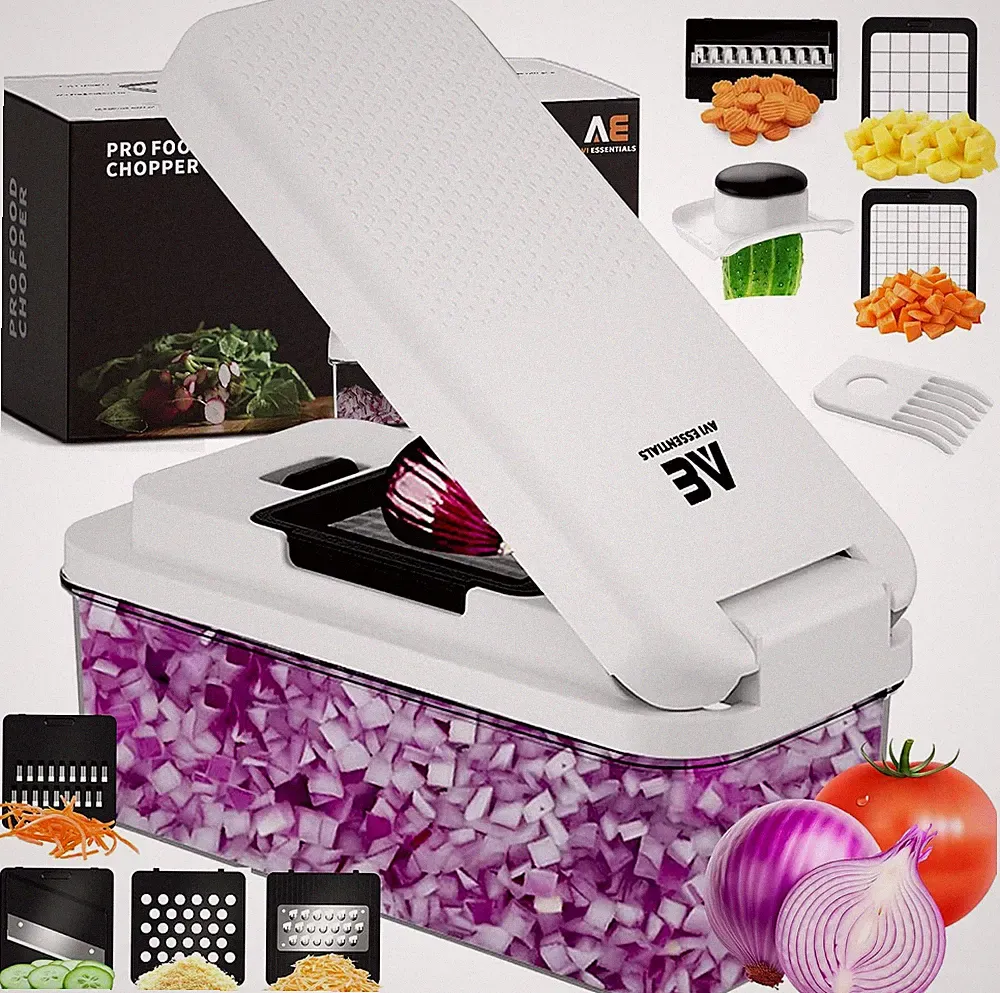 Pro Food Chopper - Premium 9 in 1 Vegetable Chopper with 7 Interchangeable Blade