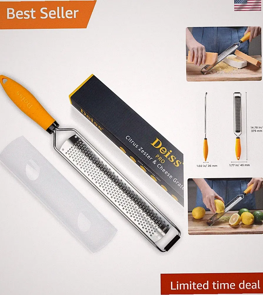 PRO Lemon Zester & Heavy Duty Cheese Grater & Vegetable Grater - Parmesan Che...