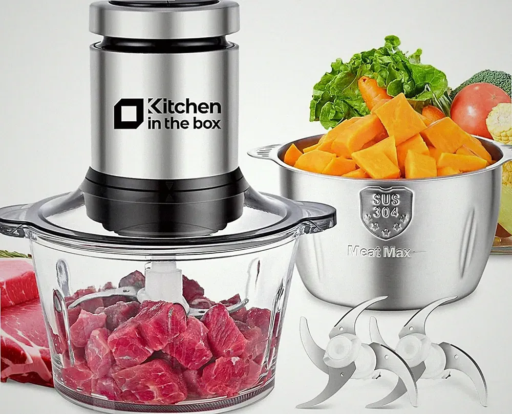 Procesador de alimentos eléctrico 400W, picadora de carne, 12 tazas, 6 cuchillas