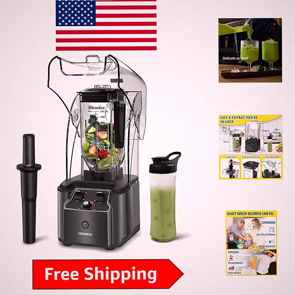Professional Grey Blender with Soundproof Cover - 2200 Watt Power, Self-Cleaning