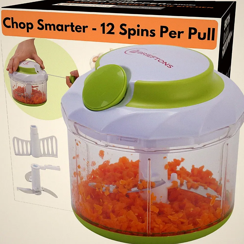 Quickpull Food Chopper: Large 4-Cup Powerful Manual Hand Held Pull Ch