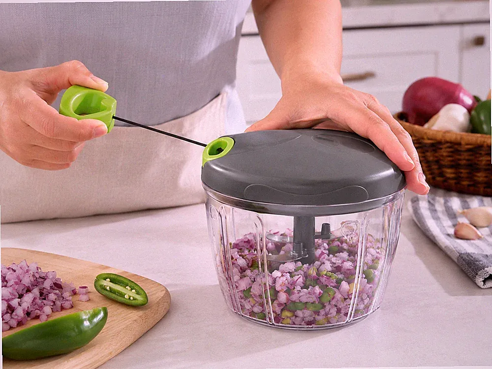 QuickPull Manual Food Chopper 4-Cup Large Powerful Hand Pull Vegetable Cutter