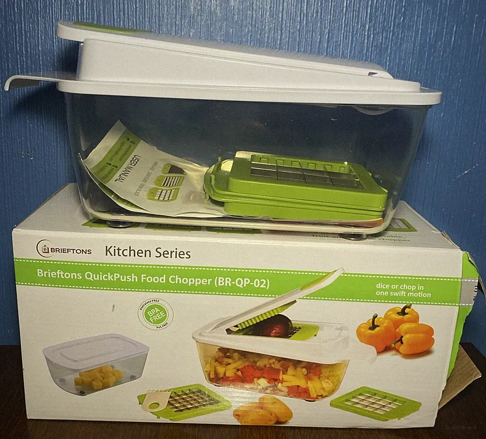 QuickPush Food /Vegetable Chopper Dicer - Veggies, Fruit, Cheese Kitchen Gadget