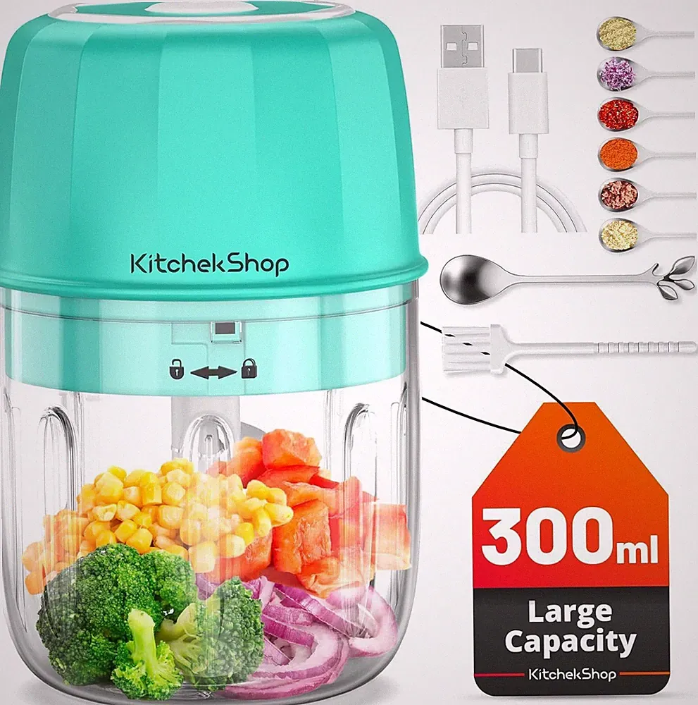Rechargeable Mini Food Processor Cordless Electric Garlic Chopper 300ML